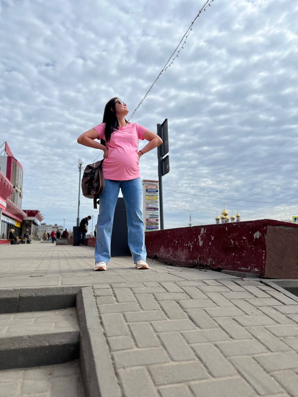 Джинсы палаццо со стразами для будущих мам